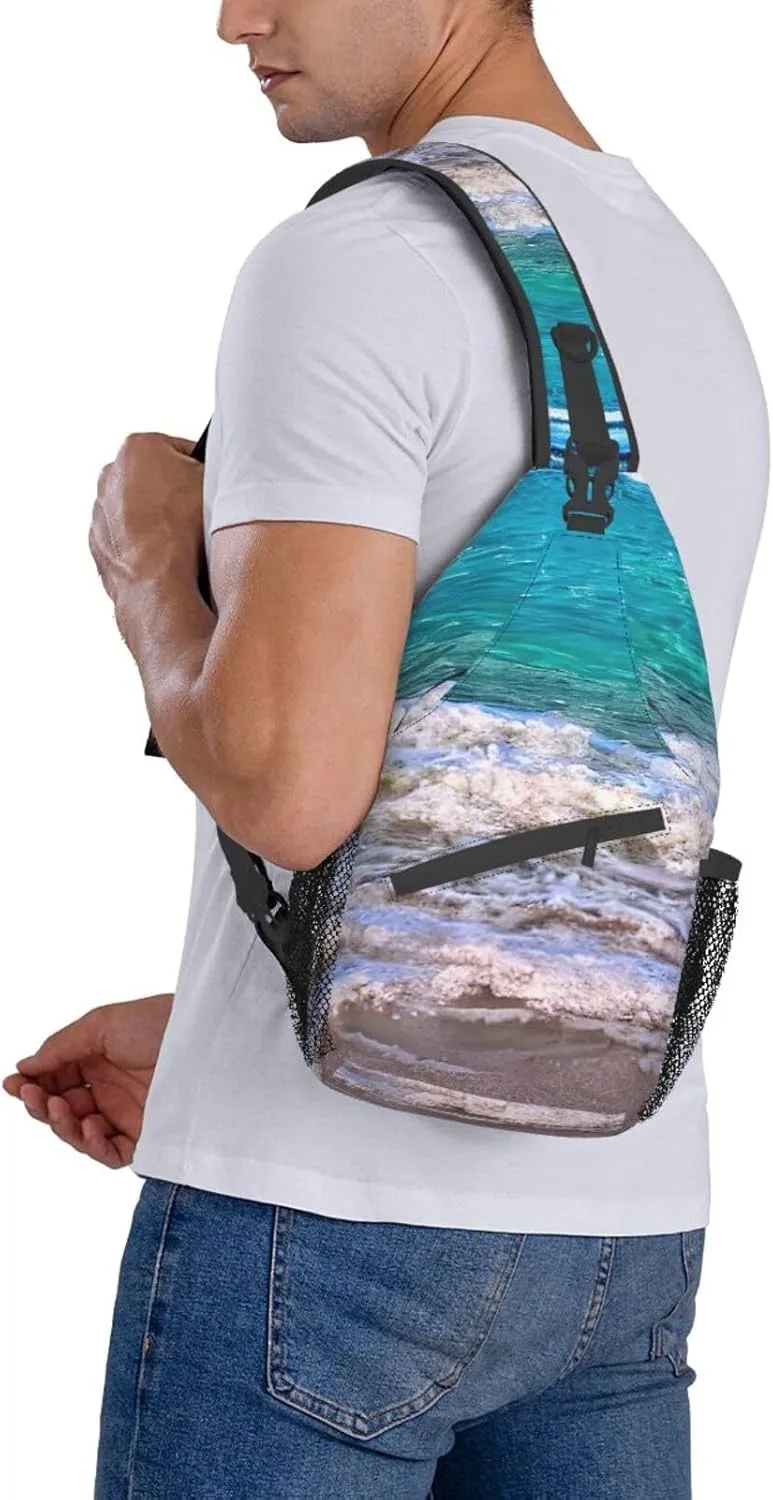 White Beach Tropical Sea High Storage Capacity Chest Bag Diagonally Sling Backpack Crossbody Shoulder Bag For Men Women