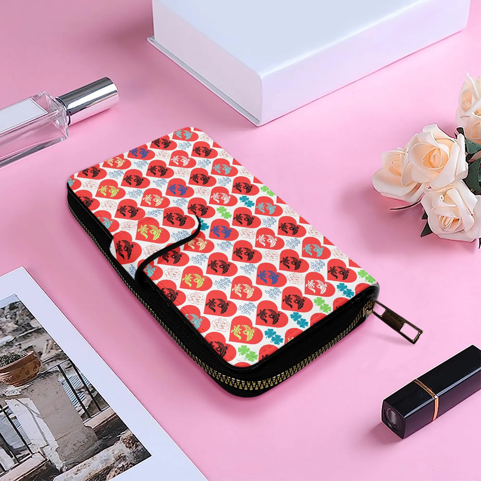 White Fengshui Turtle & Crane Long Flap Wallet