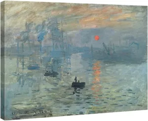 Wieco Art Impression Sunrise Modern Stretched and Framed Giclee Canvas Prints of Claude Monet Famous Oil Paintings Reproduction Seascape Artwork Pictures on Canvas Wall Art for Home Decorations L