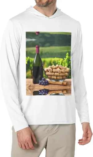 Wine Bottle Corks Grapes Print Versatile Hoodie Stylish Sweatshirt Men Gym Workout Hooded Long-Sleeved T-Shirt