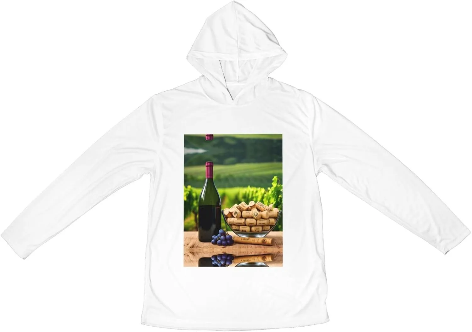Wine Bottle Corks Grapes Print Versatile Hoodie Stylish Sweatshirt Men Gym Workout Hooded Long-Sleeved T-Shirt