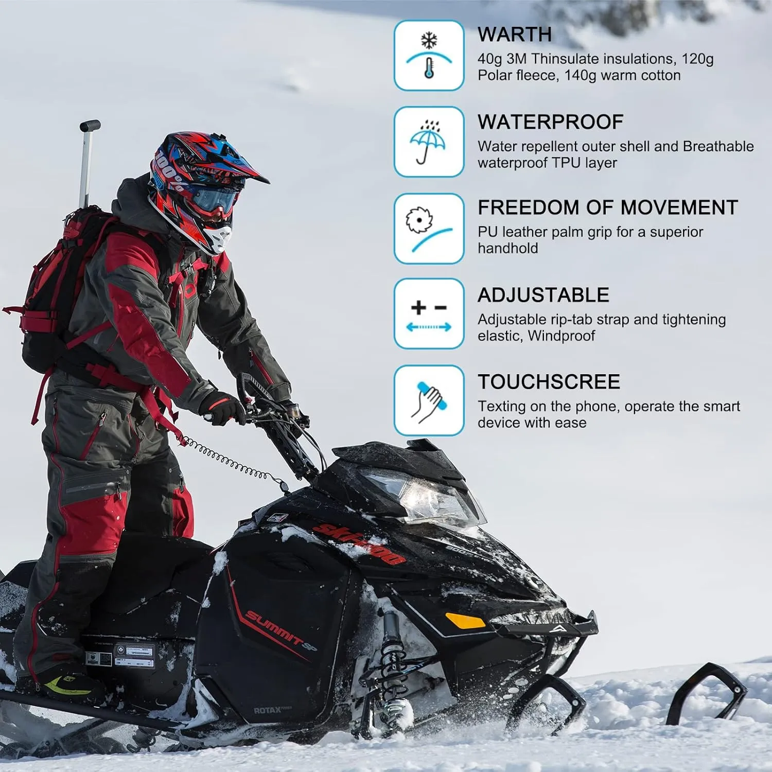Winter Gloves for Men & Women - Snowboard & Ski Gloves, Waterproof & Insulated, Windproof for Cold Weather
