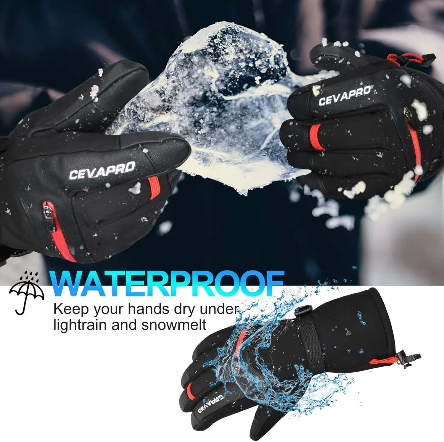 Winter Gloves for Men & Women - Snowboard & Ski Gloves, Waterproof & Insulated, Windproof for Cold Weather