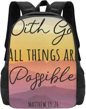 With God All Things Are Possible Matthew 19 26 Lightweight Packable Backpack Travel Casual Hiking Daypack Foldable Backpack For Men Women