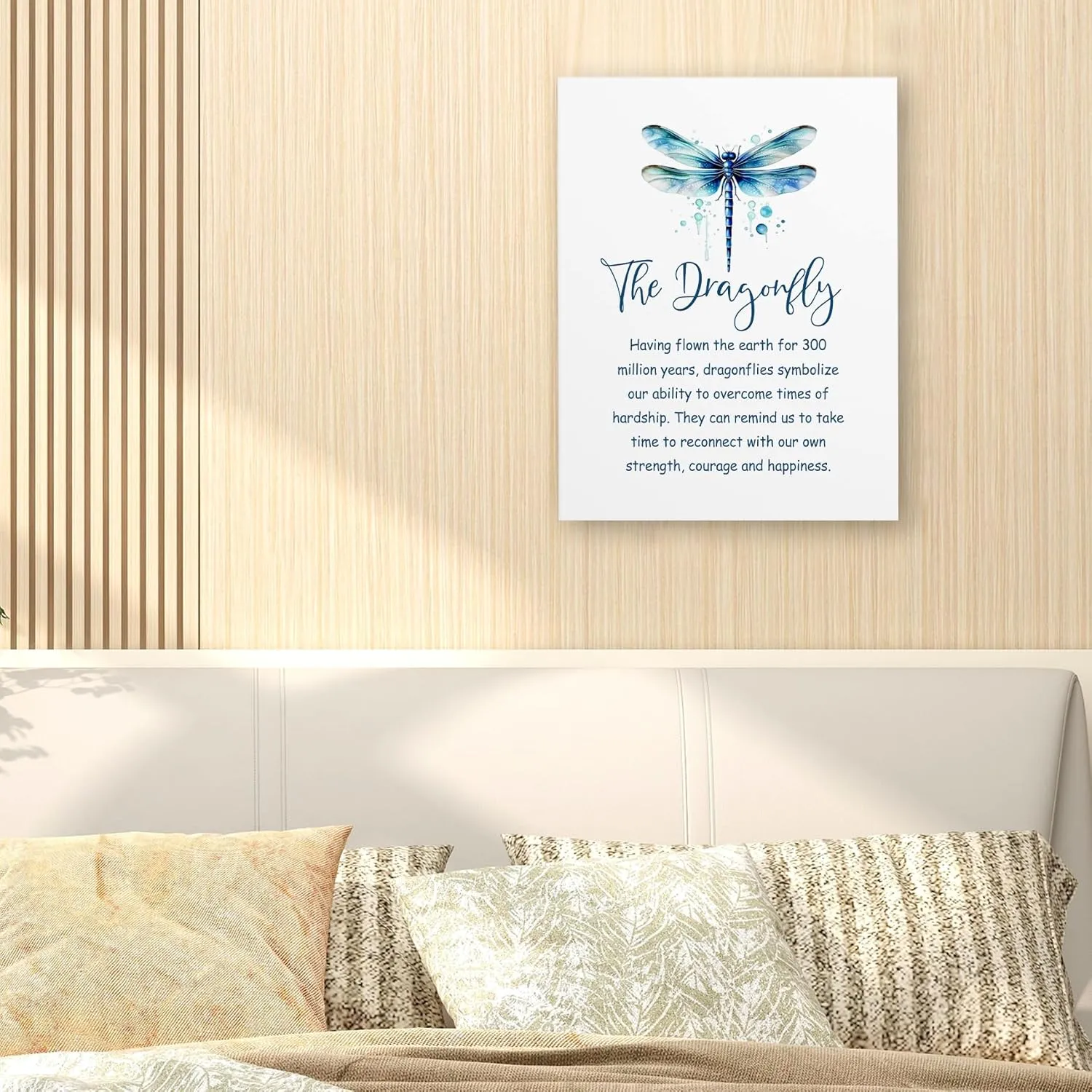 WODMIS Inspirational Dragonfly Wall Art, Framed Canvas Wall Decor, Green Dragonfly Motivational Art for Home, Bathroom, Bedroom, Office 11x14