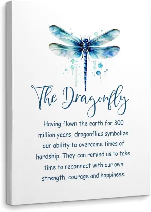 WODMIS Inspirational Dragonfly Wall Art, Framed Canvas Wall Decor, Green Dragonfly Motivational Art for Home, Bathroom, Bedroom, Office 11x14