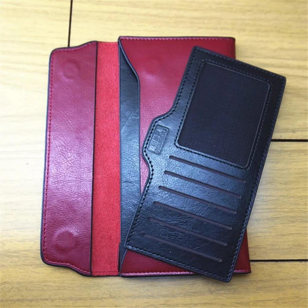 Women Long Wallet Genuine Cowhide Leather Cards Holder Clutch Purse Phone Bag (Black)