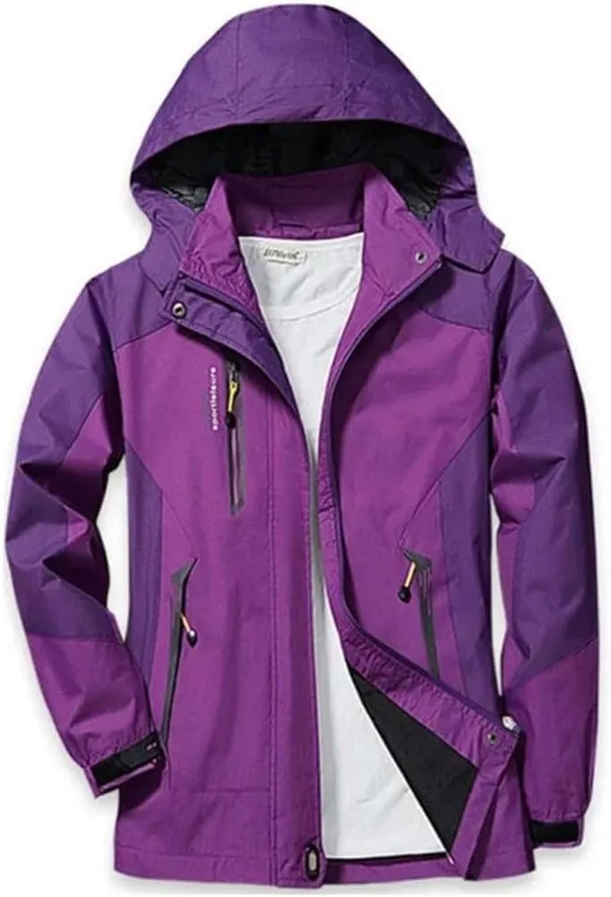 Women Outdoor Hiking Rain Coat Windbreaker Waterproof Hooded Camping Climbing Trekking Jacket