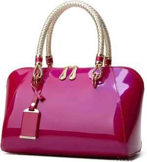Women Shoulder Handbag Patent Leather Crossbody Purse Glossy Top-handle Satchels