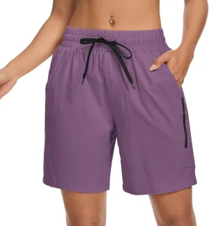 Women's 7" Hiking Cargo Shorts Quick Dry Athletic Short Pants Outdoor Water Resistant Bermuda Shorts with Multi Pockets