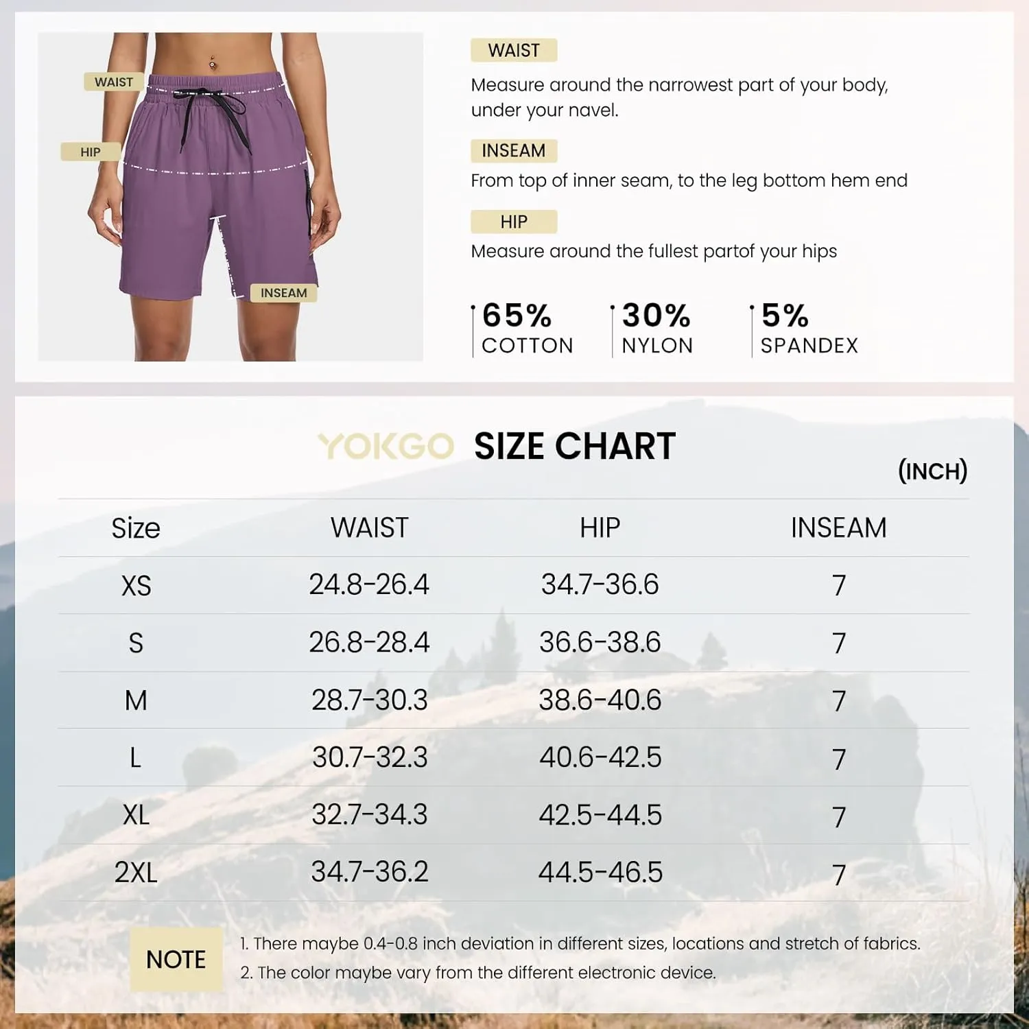 Women's 7" Hiking Cargo Shorts Quick Dry Athletic Short Pants Outdoor Water Resistant Bermuda Shorts with Multi Pockets