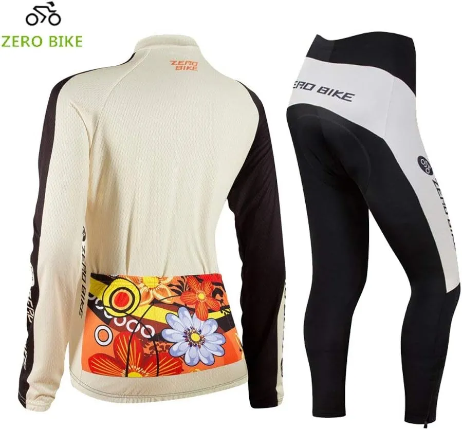 Women's Breathable Long Sleeve Cycling Suit 3D Gel Padded Bicycle Cloting Pants Set UV Protective
