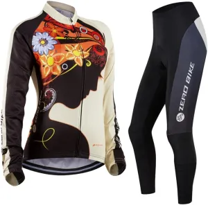 Women's Breathable Long Sleeve Cycling Suit 3D Gel Padded Bicycle Cloting Pants Set UV Protective