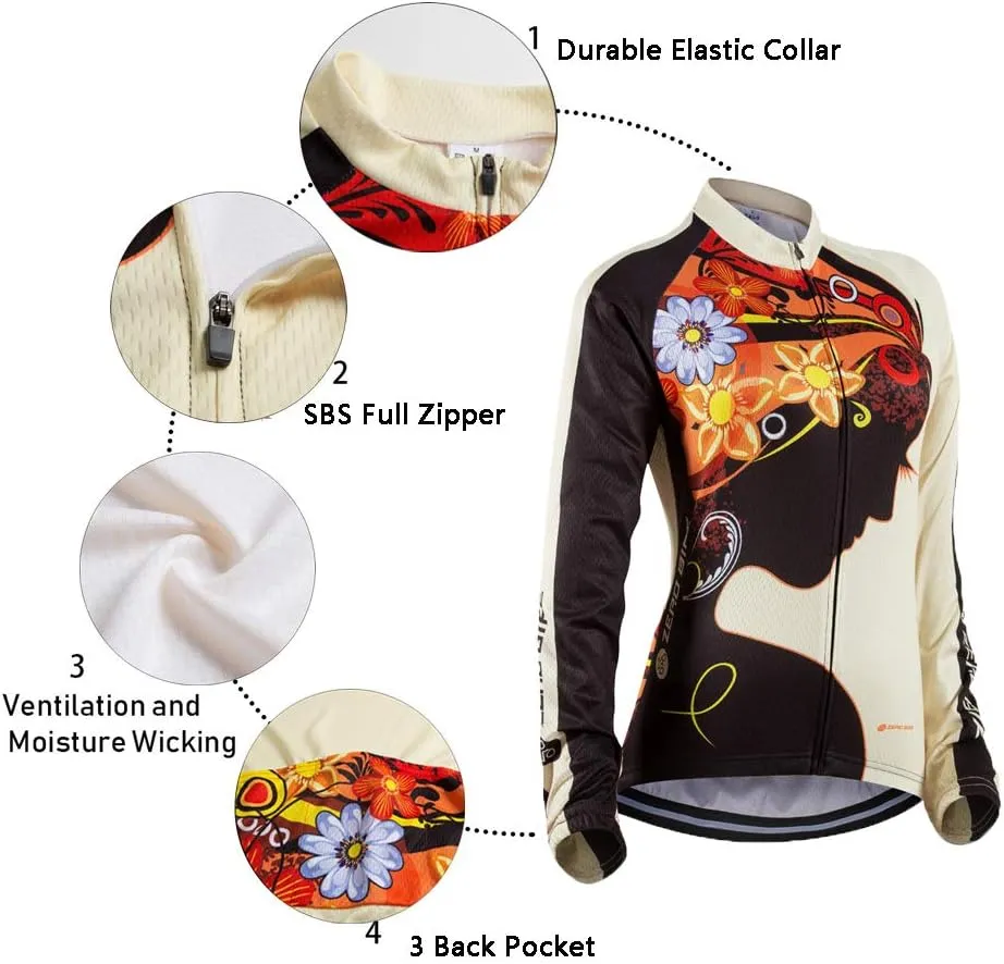 Women's Breathable Long Sleeve Cycling Suit 3D Gel Padded Bicycle Cloting Pants Set UV Protective