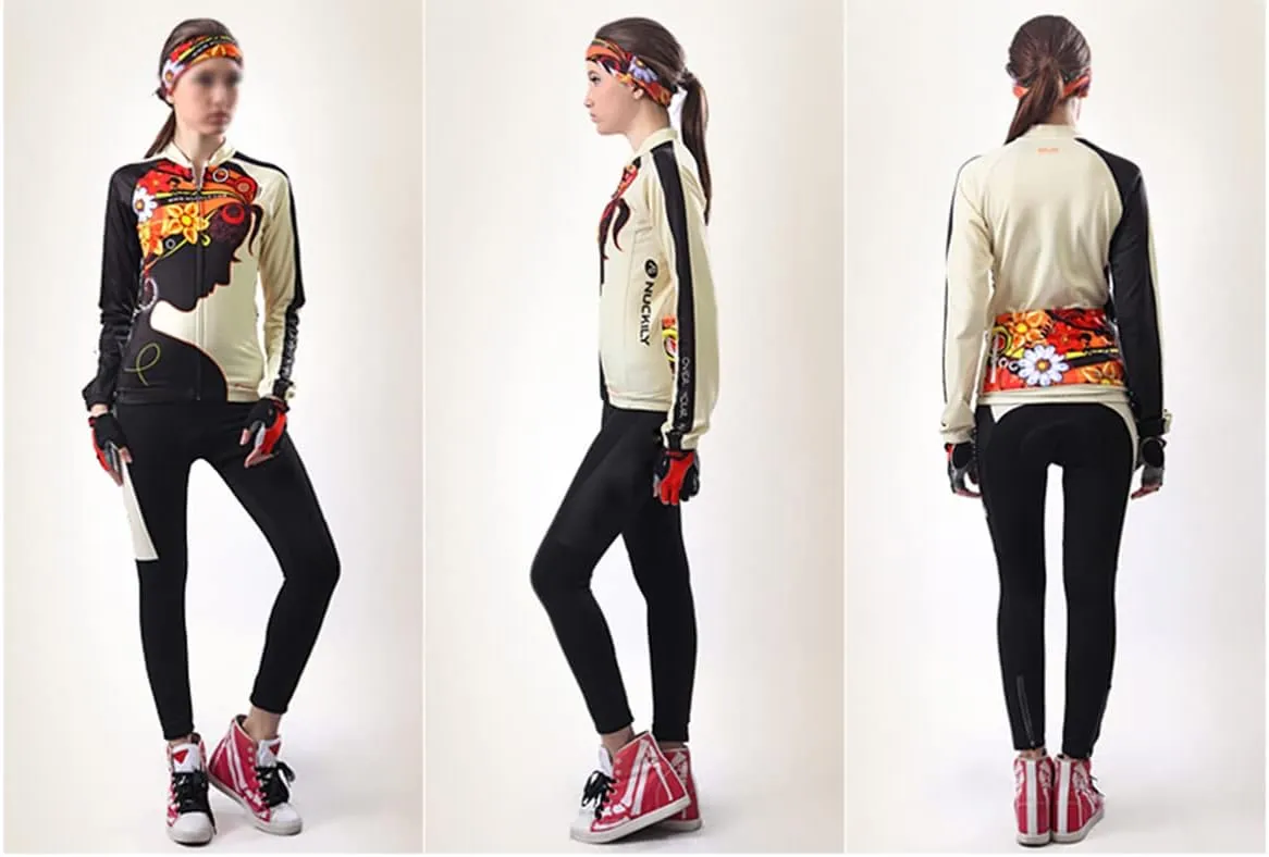 Women's Breathable Long Sleeve Cycling Suit 3D Gel Padded Bicycle Cloting Pants Set UV Protective