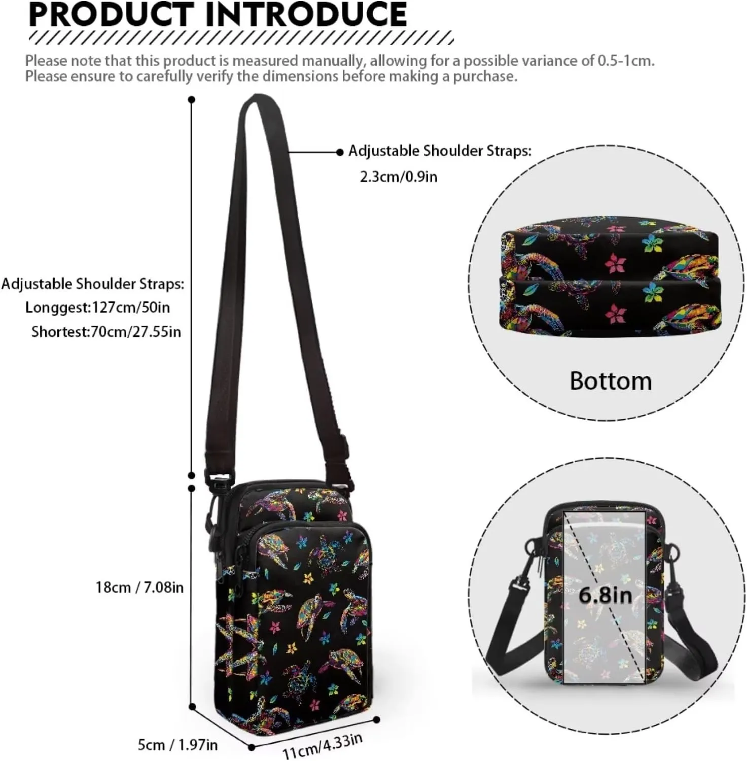 Women's Casual One Shoulder Handbag with Adjustable Strap Double Layered Zipper Snap Ring Fashion Bag