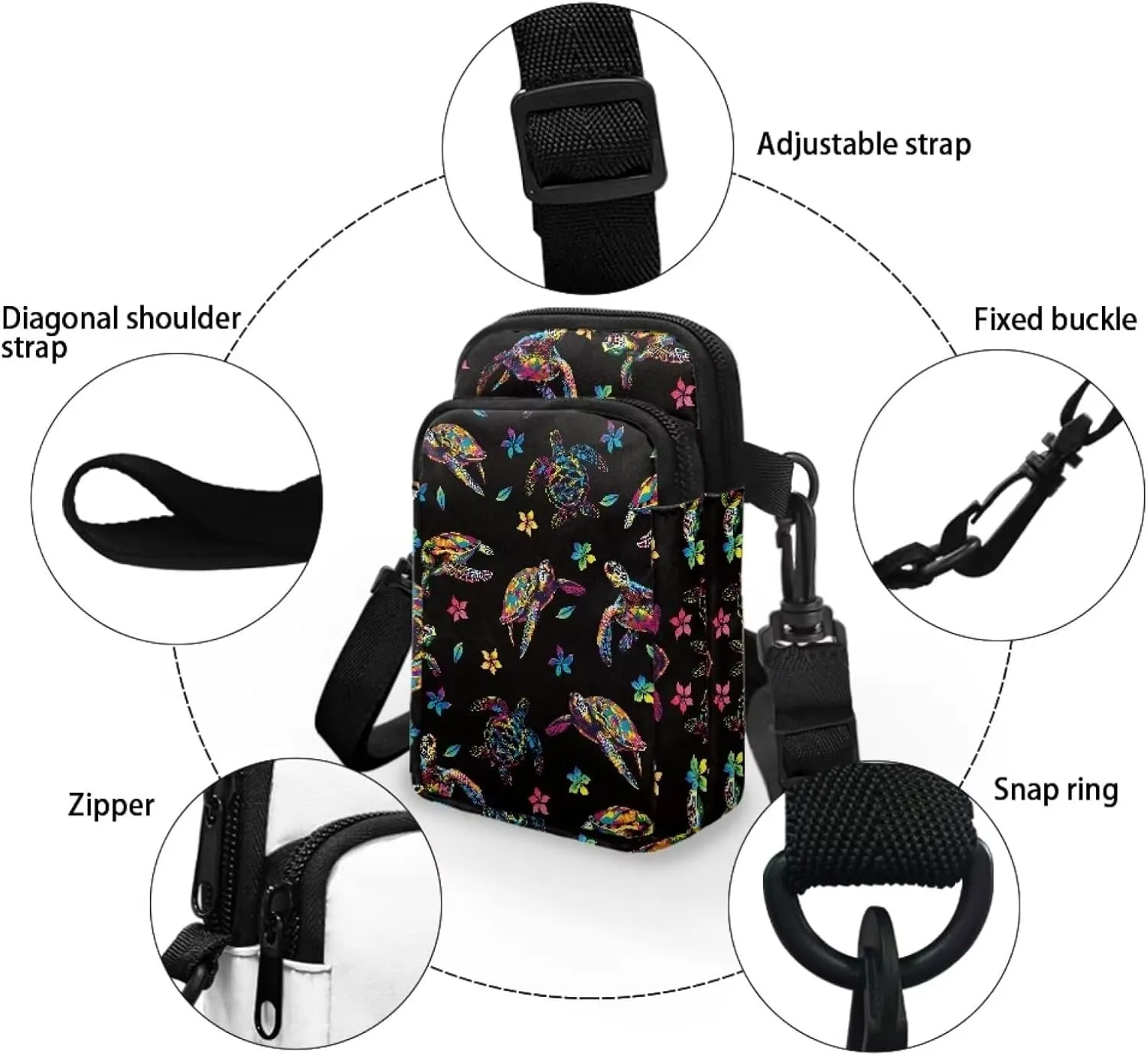 Women's Casual One Shoulder Handbag with Adjustable Strap Double Layered Zipper Snap Ring Fashion Bag