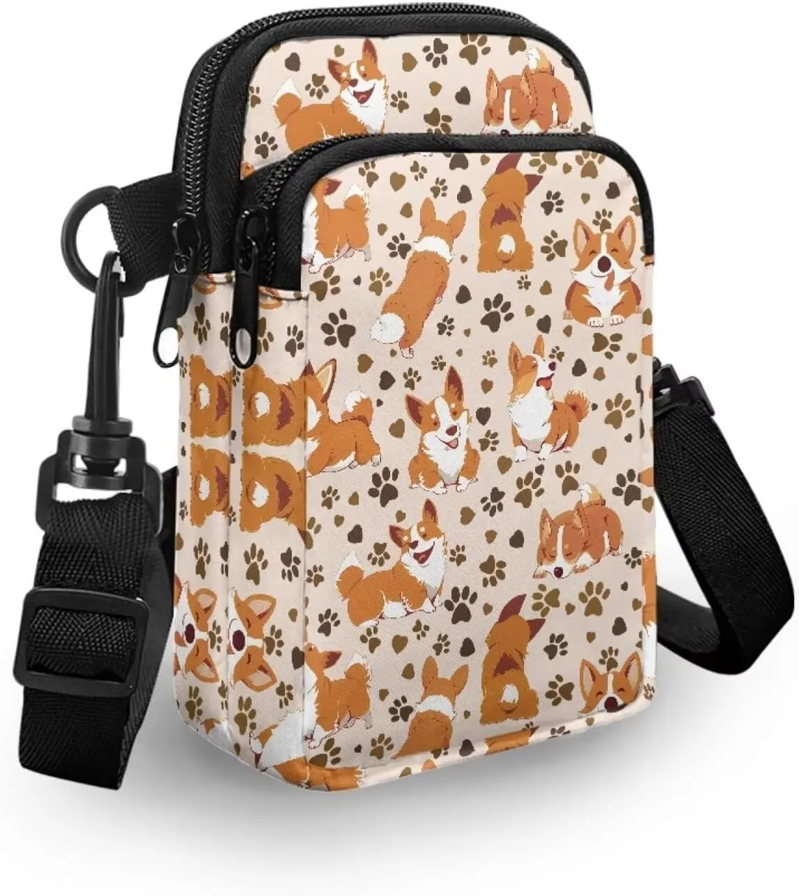 Women's Casual One Shoulder Handbag with Adjustable Strap Double Layered Zipper Snap Ring Fashion Bag