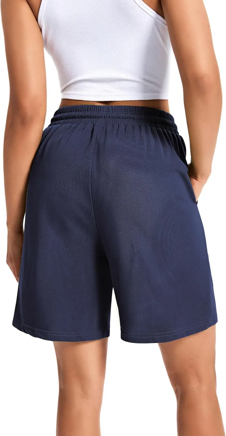 Womens Cotton Sweat Shorts Casual Summer Short Loose Drawstring Lounge Running Athletic Shorts with Pockets