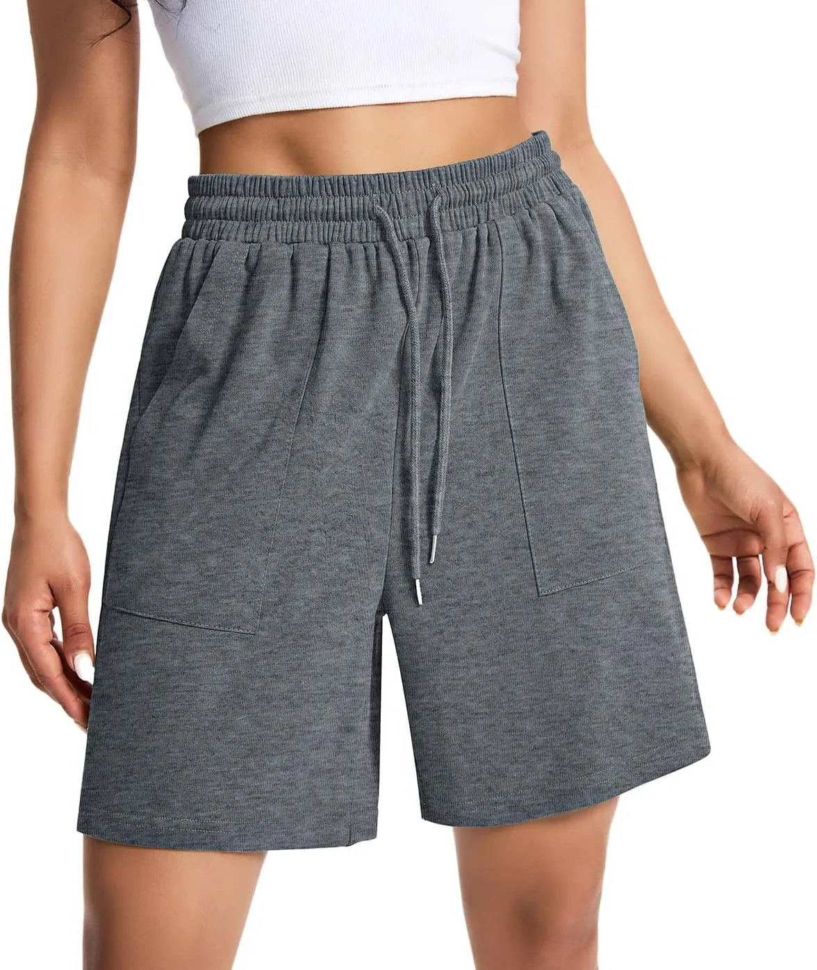 Womens Cotton Sweat Shorts Casual Summer Short Loose Drawstring Lounge Running Athletic Shorts with Pockets