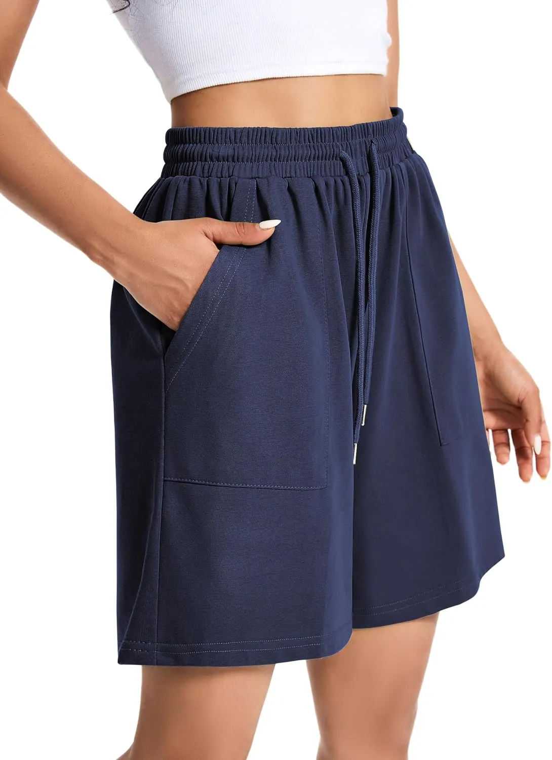 Womens Cotton Sweat Shorts Casual Summer Short Loose Drawstring Lounge Running Athletic Shorts with Pockets