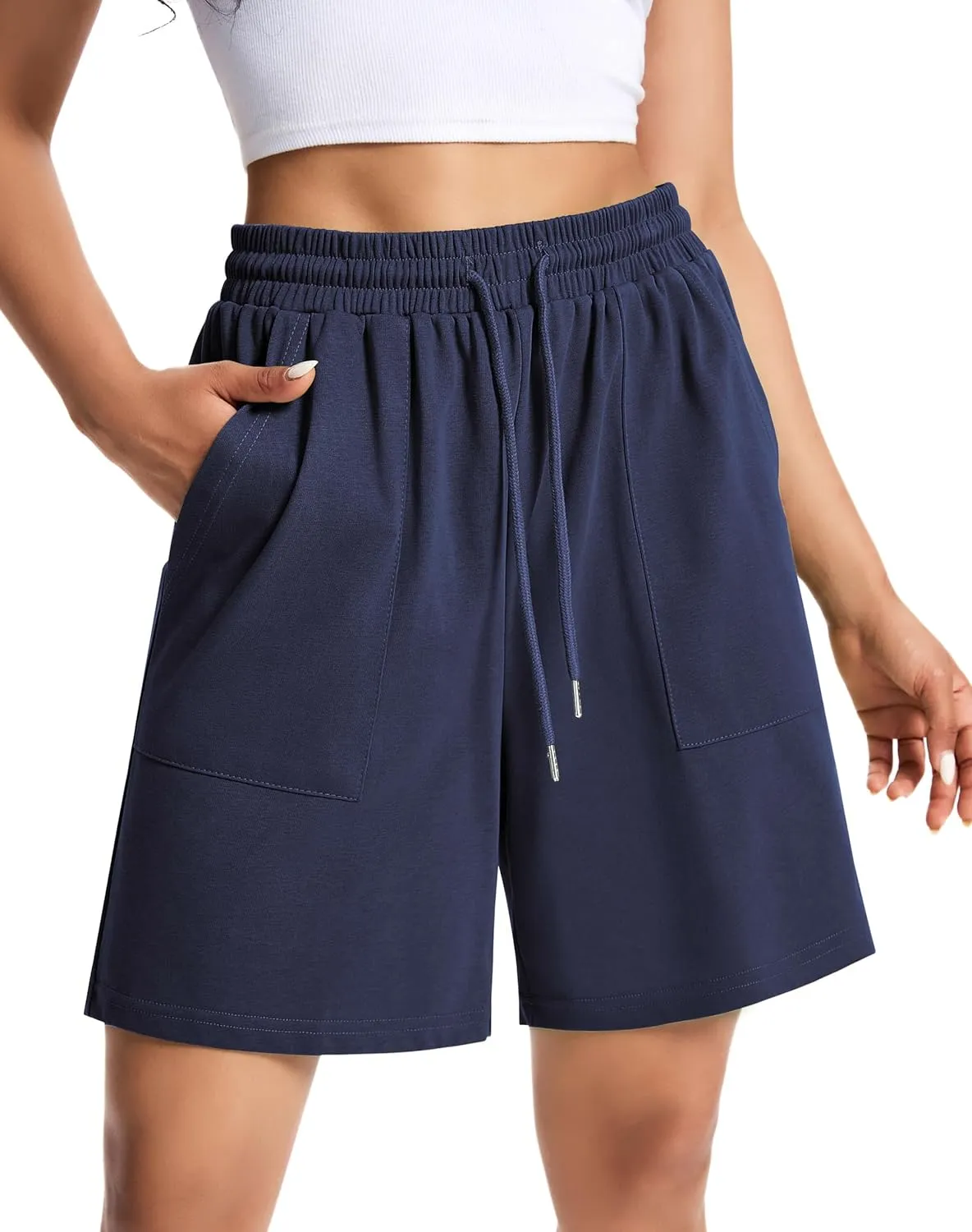 Womens Cotton Sweat Shorts Casual Summer Short Loose Drawstring Lounge Running Athletic Shorts with Pockets