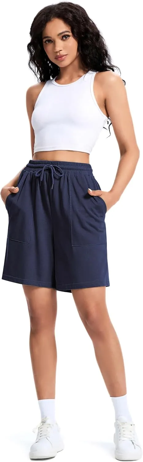 Womens Cotton Sweat Shorts Casual Summer Short Loose Drawstring Lounge Running Athletic Shorts with Pockets