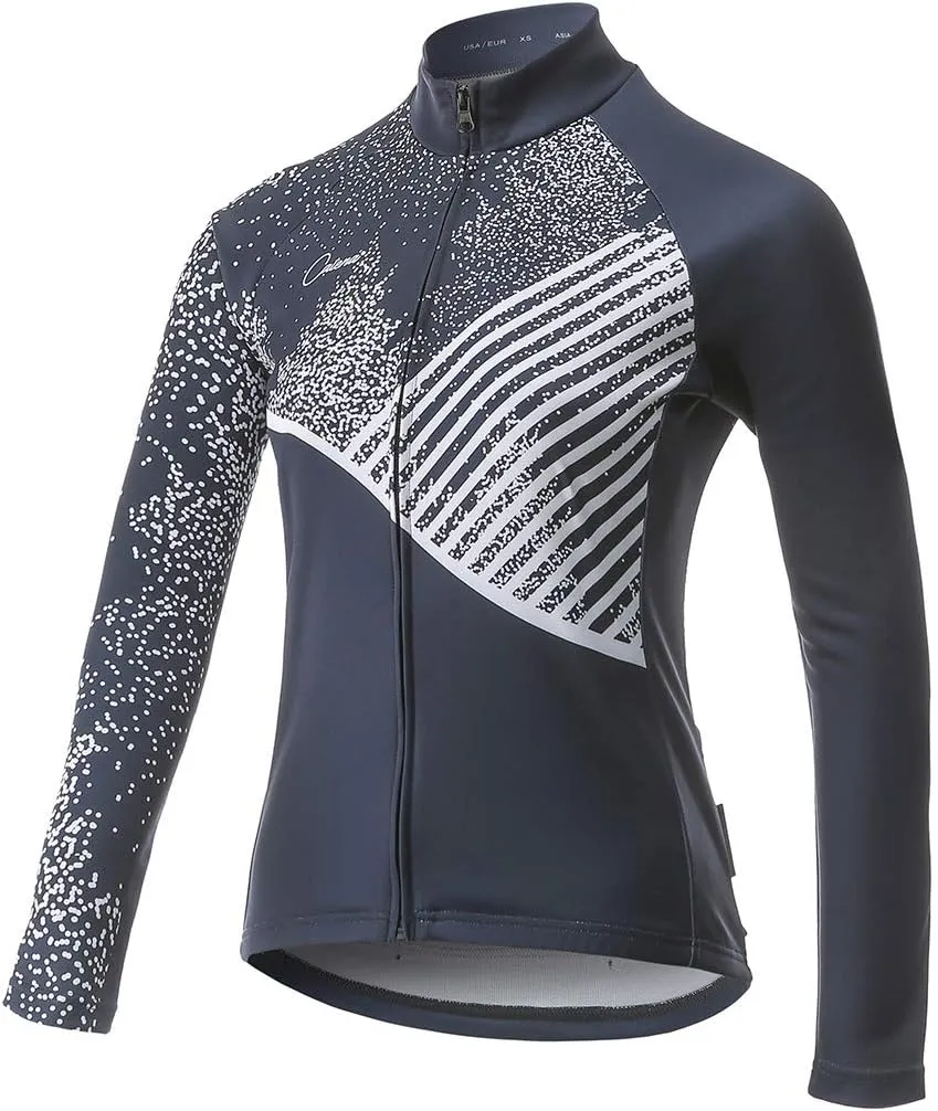 Women's Cycling Jersey Thermal Shirt Top Autumn Winter Long Sleeve Bicycle Jacket Close-Fitting