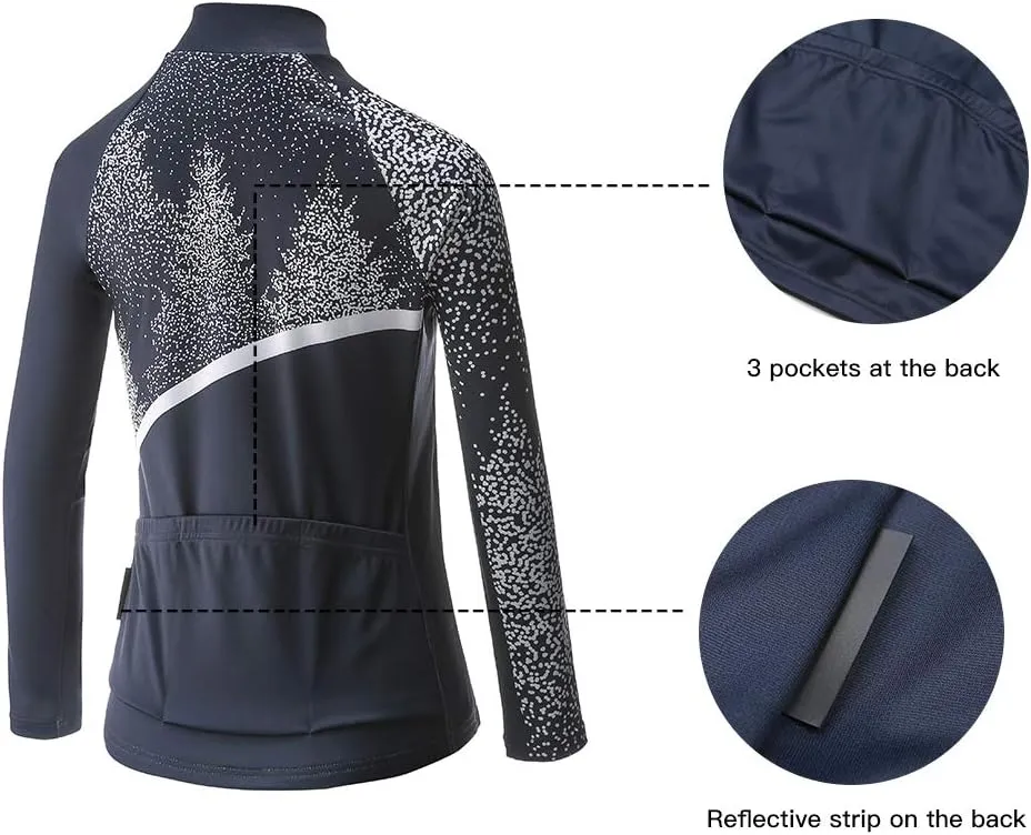 Women's Cycling Jersey Thermal Shirt Top Autumn Winter Long Sleeve Bicycle Jacket Close-Fitting