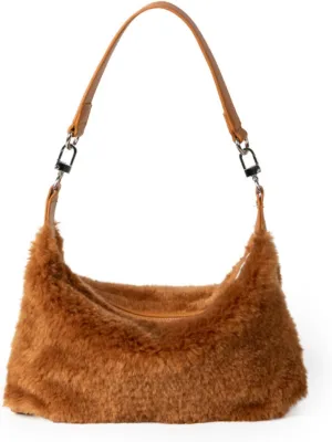 Women's Fashionable Soft Short Plush Handbag Winter Fluffy Plush Premium Underarm Shoulder Wallet Premium Shoulder Bag
