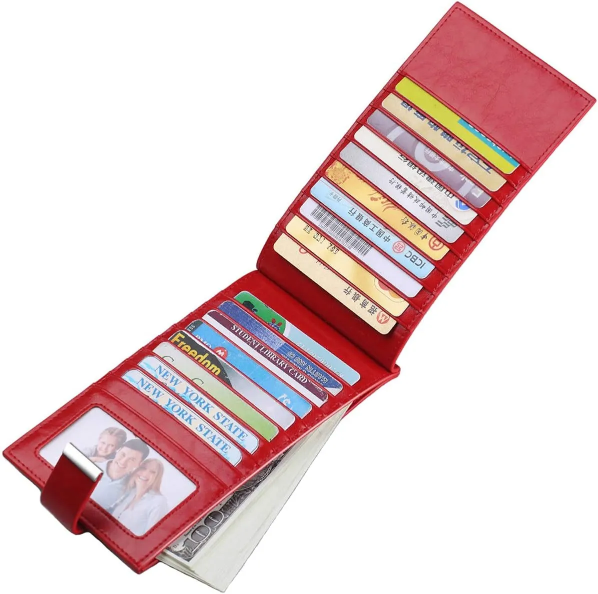 Women's Genuine Leather Credit Card Holder RFID Long Zipper Purse Wallet