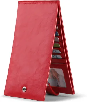 Women's Genuine Leather Credit Card Holder RFID Long Zipper Purse Wallet