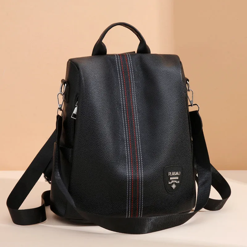 Women's Leather Large Capacity Backpack