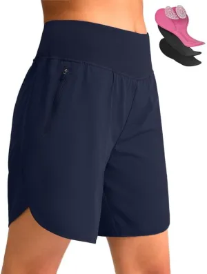 Women's Mountain Bike Shorts 4D Padded Cycling Shorts with Zipper Pockets High Waist Biking Riding Cycle Shorts