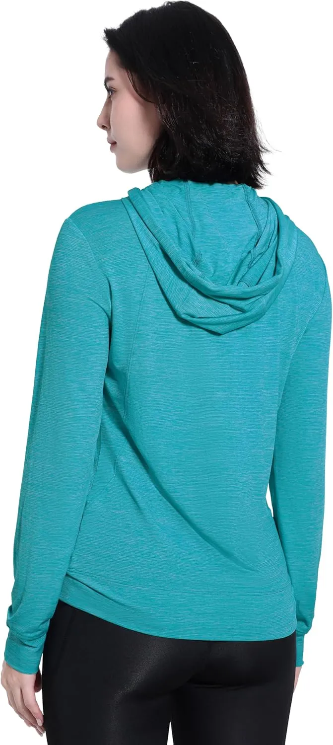 Womens UPF 50  1/4 Zip Pullover Hoodie Lightweight UV Shirt Long Sleeve Outdoor Athletic Tops with Pocket