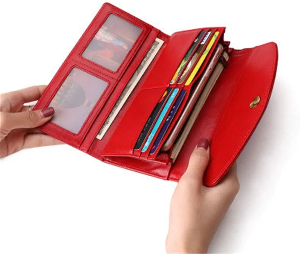 Women's Wallet Ladies Korean Fashion Wallet Rfid Multi-card Long Clutch Bag Purse(A)