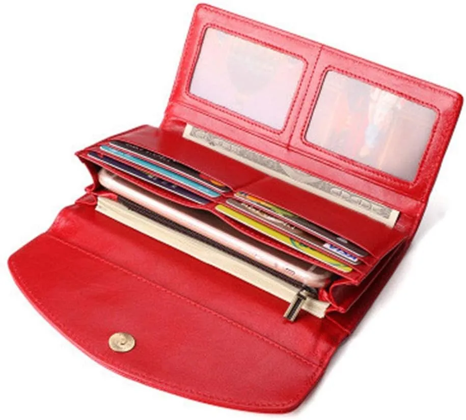 Women's Wallet Ladies Korean Fashion Wallet Rfid Multi-card Long Clutch Bag Purse(A)