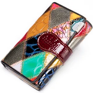 Women's wallet long leather zipper Bohemia elegant