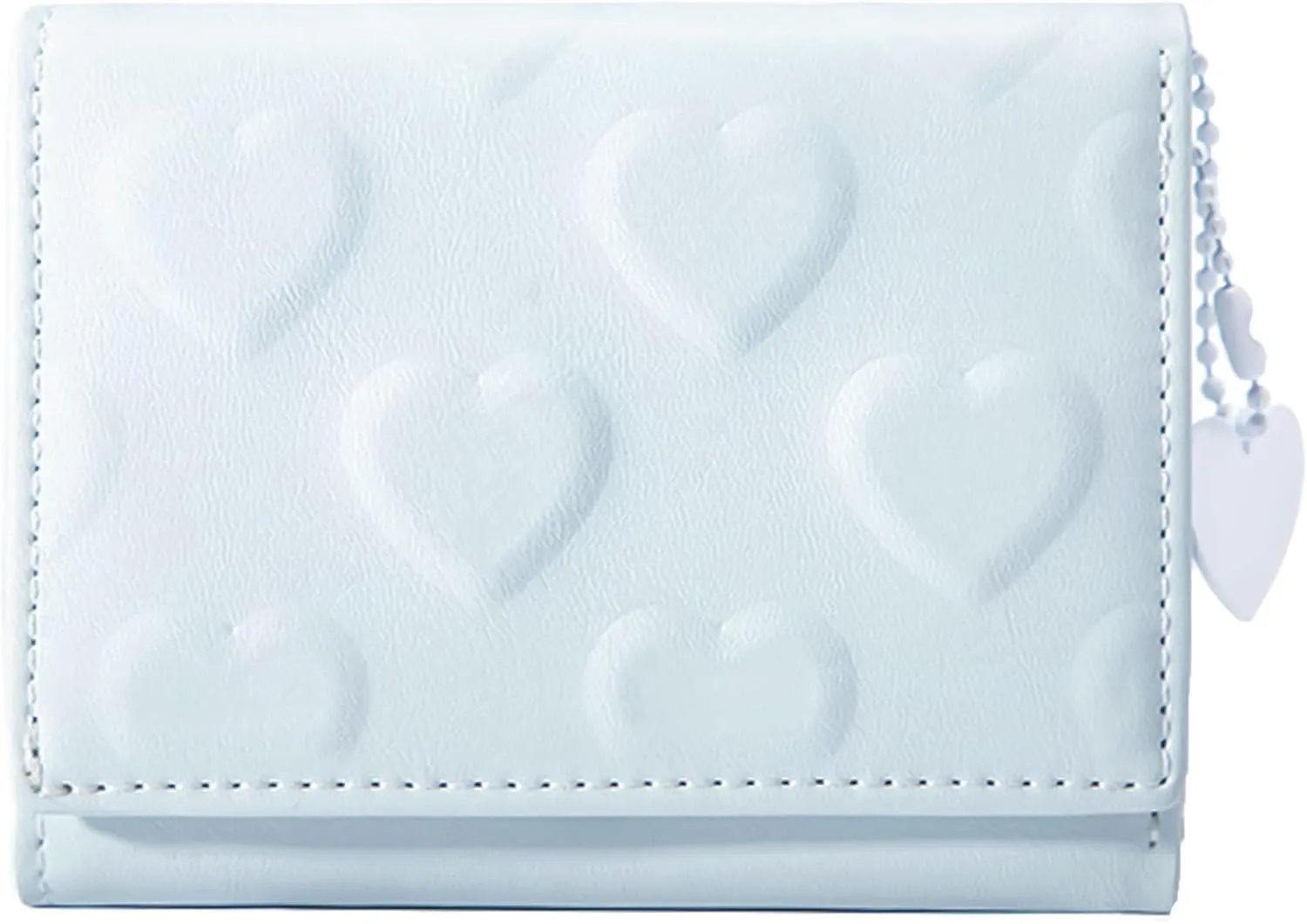 Womens Wallet, Small Trifold Slim Leather Cute Wallet Cash Pocket with Heart chain Coin Purse ID Window Card Holder for Girls and Ladies (Sky Blue)