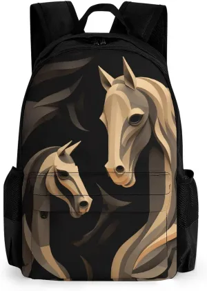 Wood Carving Horse Travel Backpack Lightweight Large Capacity Laptop Backpack Casual Daypack for Men Women