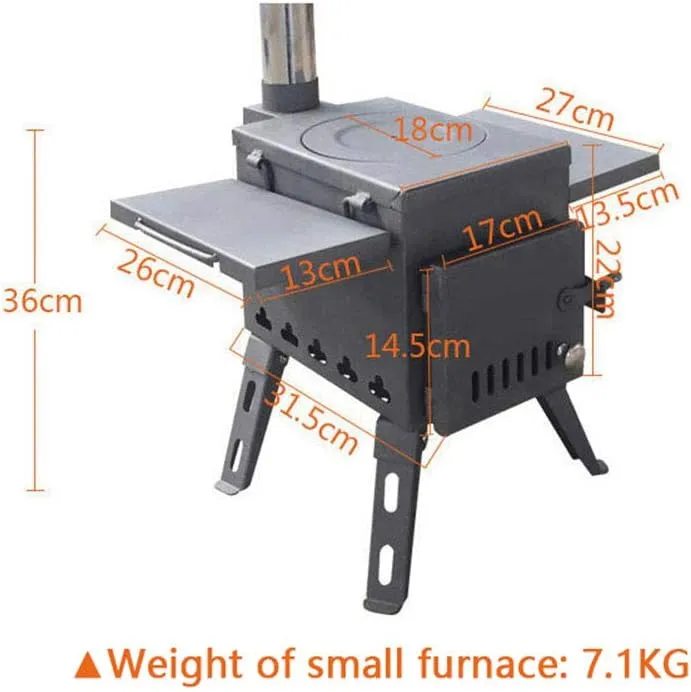 Wood Stove,Foldable Camping Stove Burning Stove,Compact Tent Heating with Pipes Outdoor Backpacking Stove/White/L