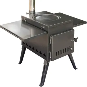 Wood Stove,Foldable Camping Stove Burning Stove,Compact Tent Heating with Pipes Outdoor Backpacking Stove/White/L
