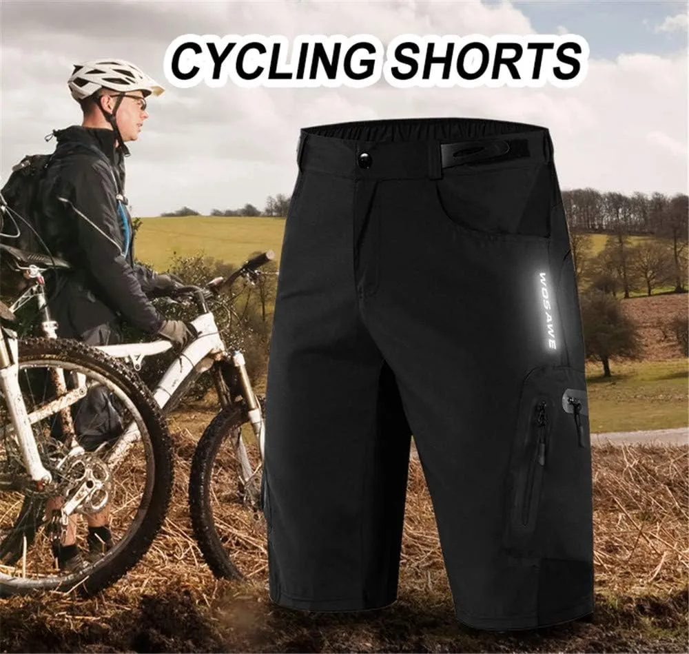 WOSAWE Men's Baggy Cycling Shorts Quick Dry Mountain Bike Bottoms MTB Padded Shorts with 7 Pockets