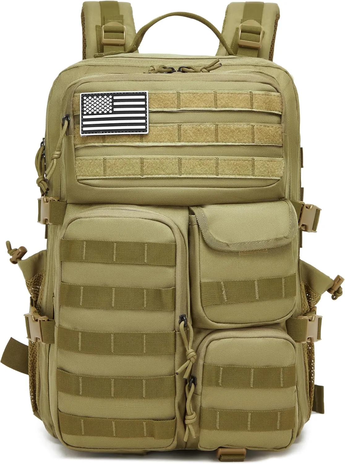 Wotony Tactical Backpack - Military waterproof backpack with multiple pockets and tactical gear for the outdoors (khaki, 45L)