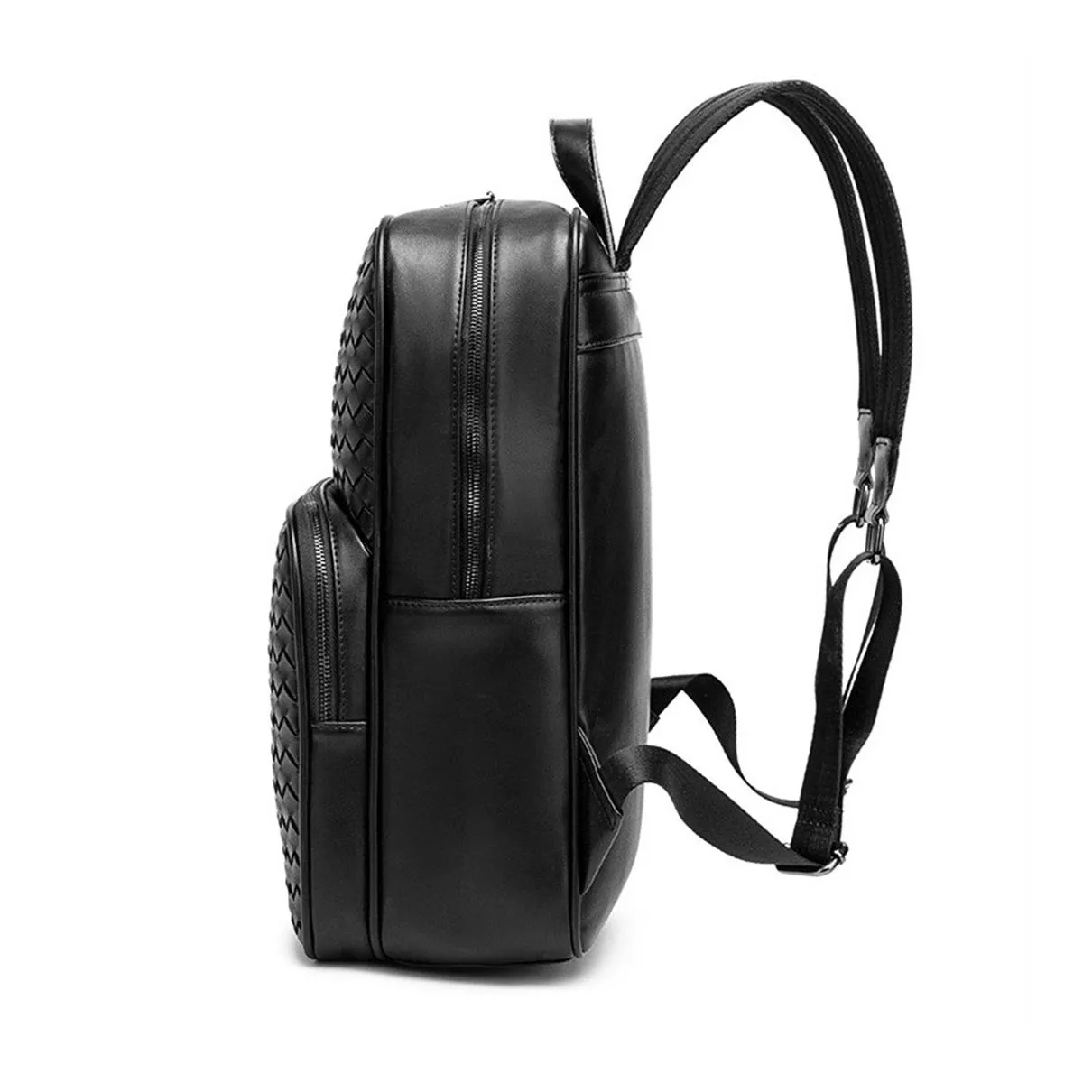 Woven Leather Backpack with Laptop Compartment