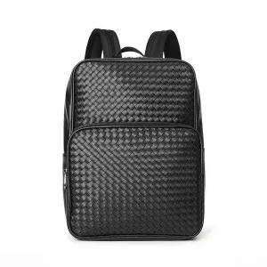 Woven Leather Backpack with Laptop Compartment