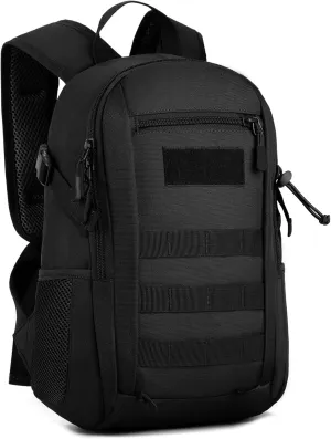 Wowelife Small Tactical Backpack for Men, Mini Tactical Backpack 10L Kids, Small Military Day Pack, Molle Bag Black for Men for Hunting Camping Trekking Travel, Black