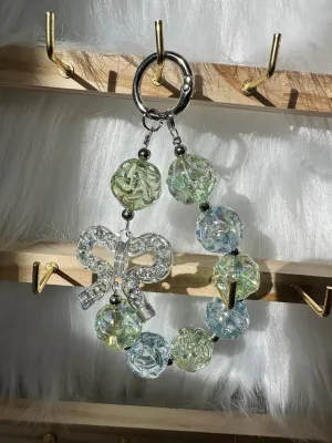 Wristlet Versatile Accessory-Sugar Glass Bow Blue Green