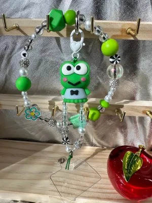 Wristlet with Keychain-Cutesy Froggie Pearl