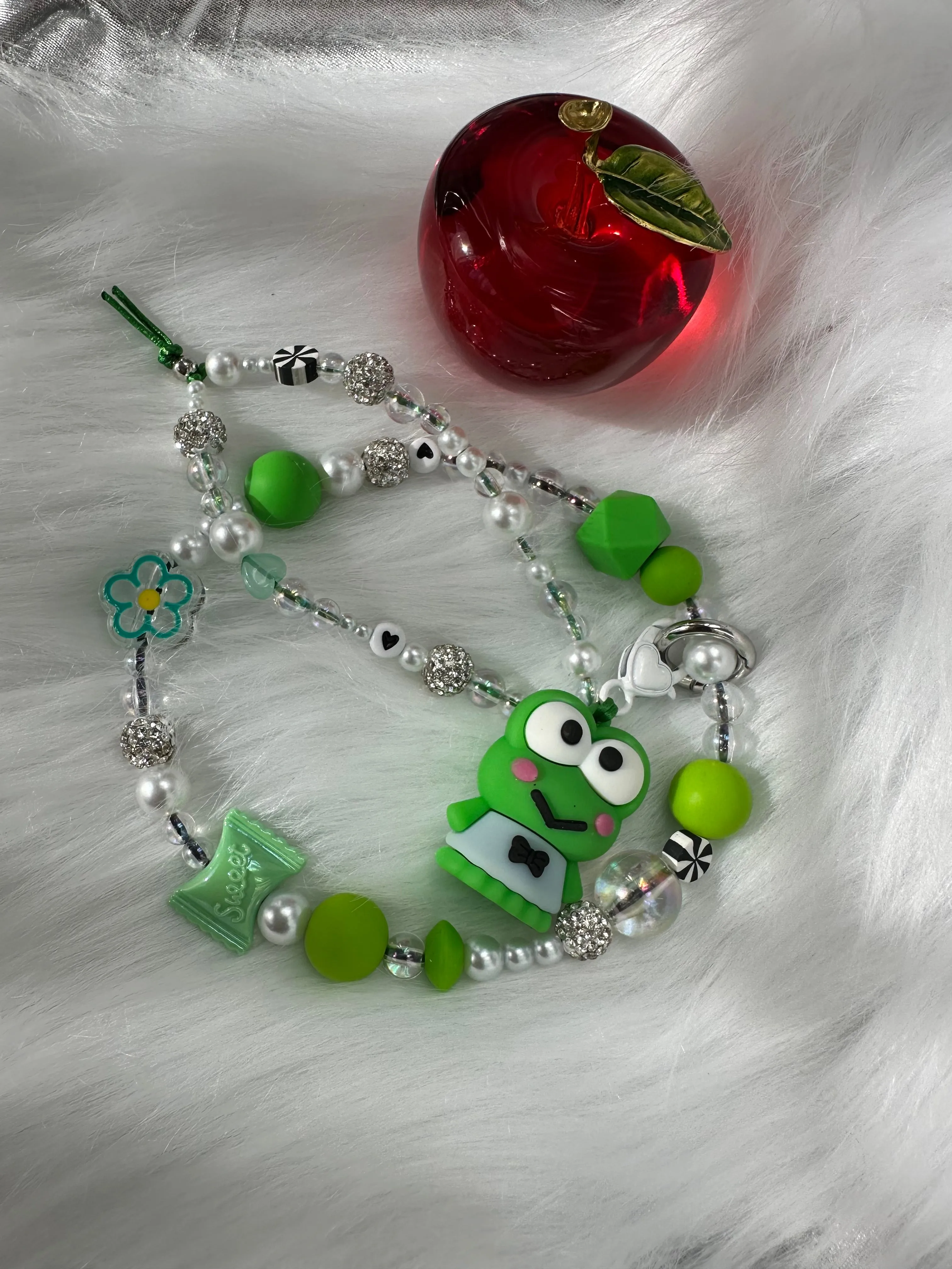 Wristlet with Keychain-Cutesy Froggie Pearl